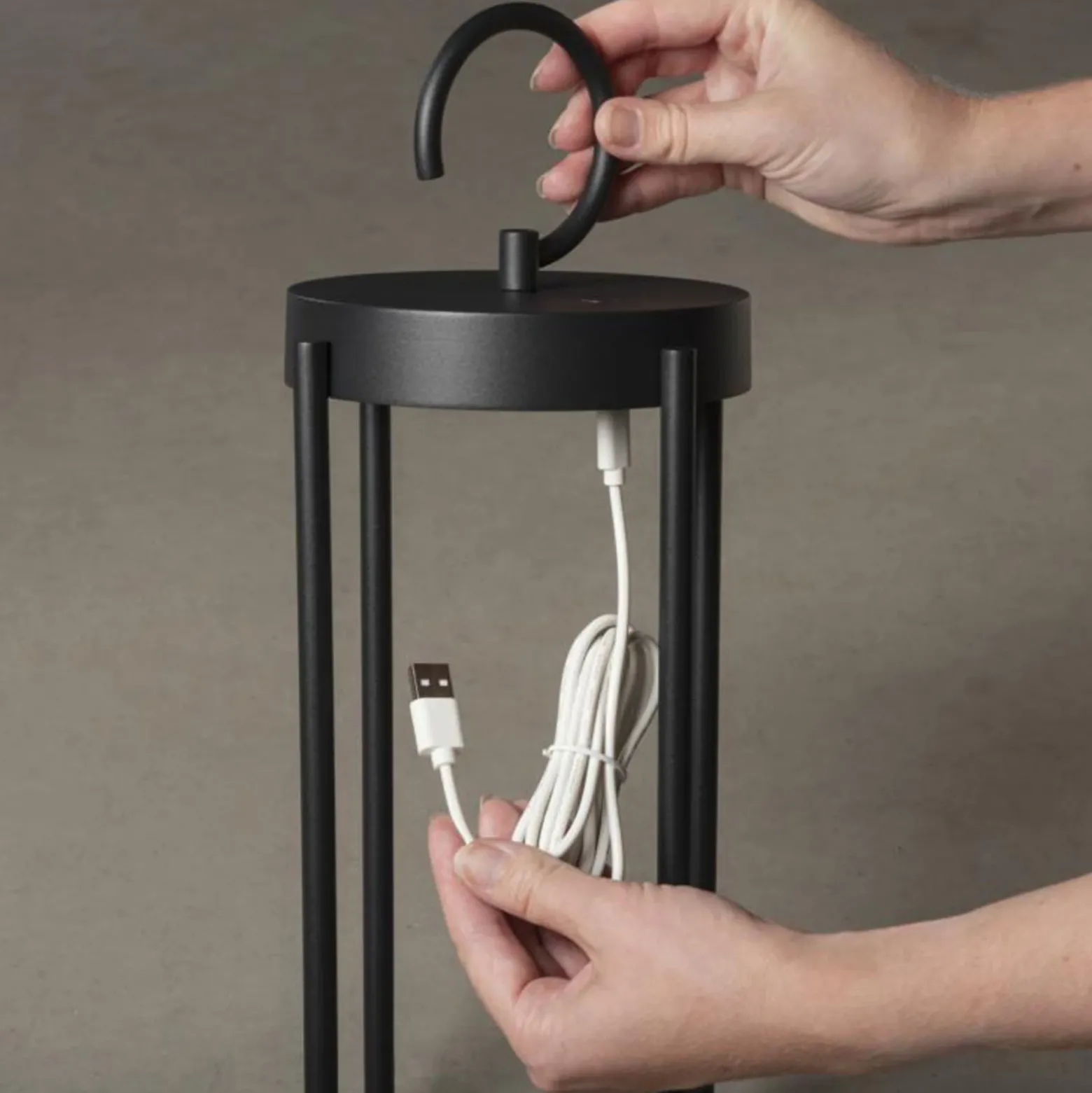 Farol LED decorativo Manorola, USB, atenuable
