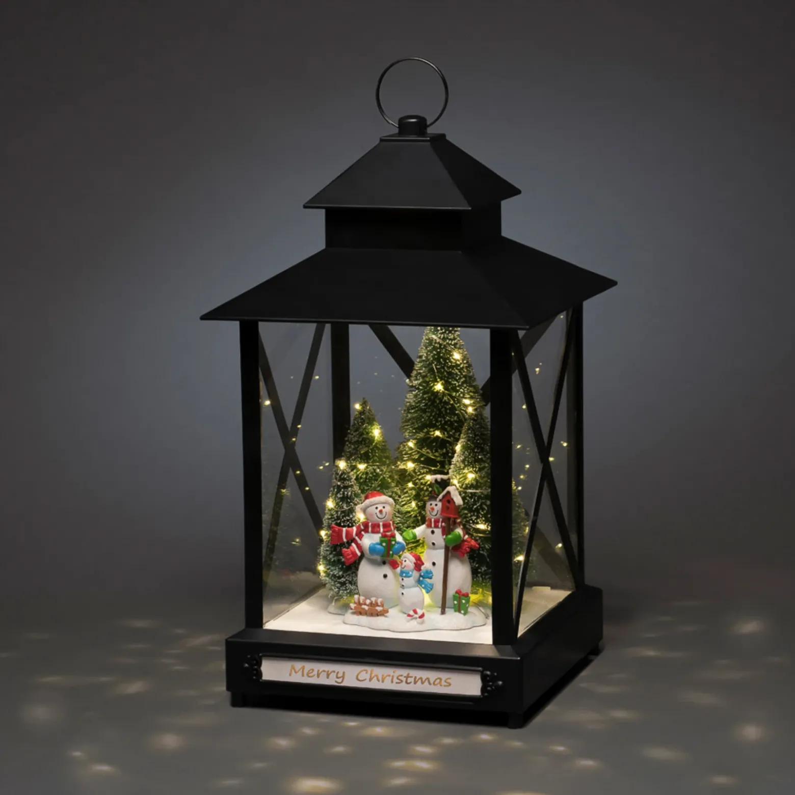 Farol LED decorativo Muñecos nieve negro IP44 42cm