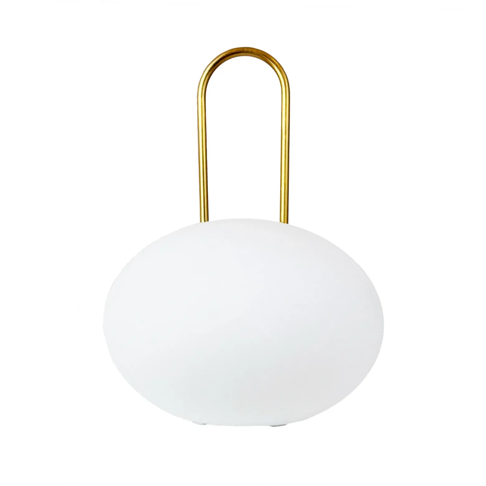 Farol recargable LED Dyberg Larsen Ellipse, blanco/latón, IP44