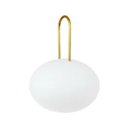 Farol recargable LED Dyberg Larsen Ellipse, blanco/latón, IP44