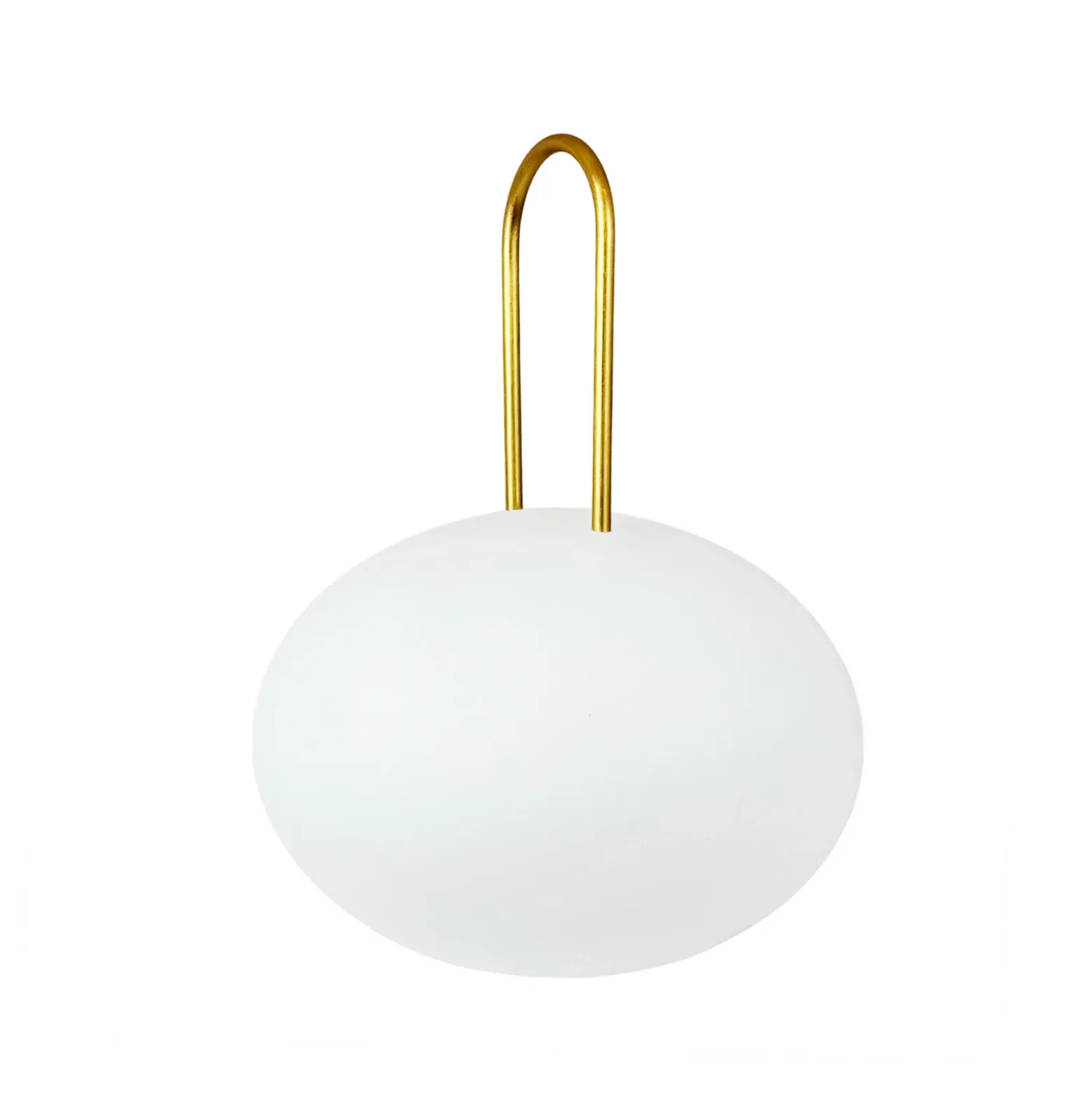Farol recargable LED Dyberg Larsen Ellipse, blanco/latón, IP44
