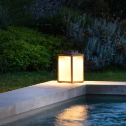 Farol solar LED de teca Tradition Altura 40 cm