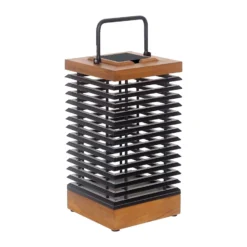 Farol solar LED Les Jardins Tekura, teca/gris, 46,5 cm