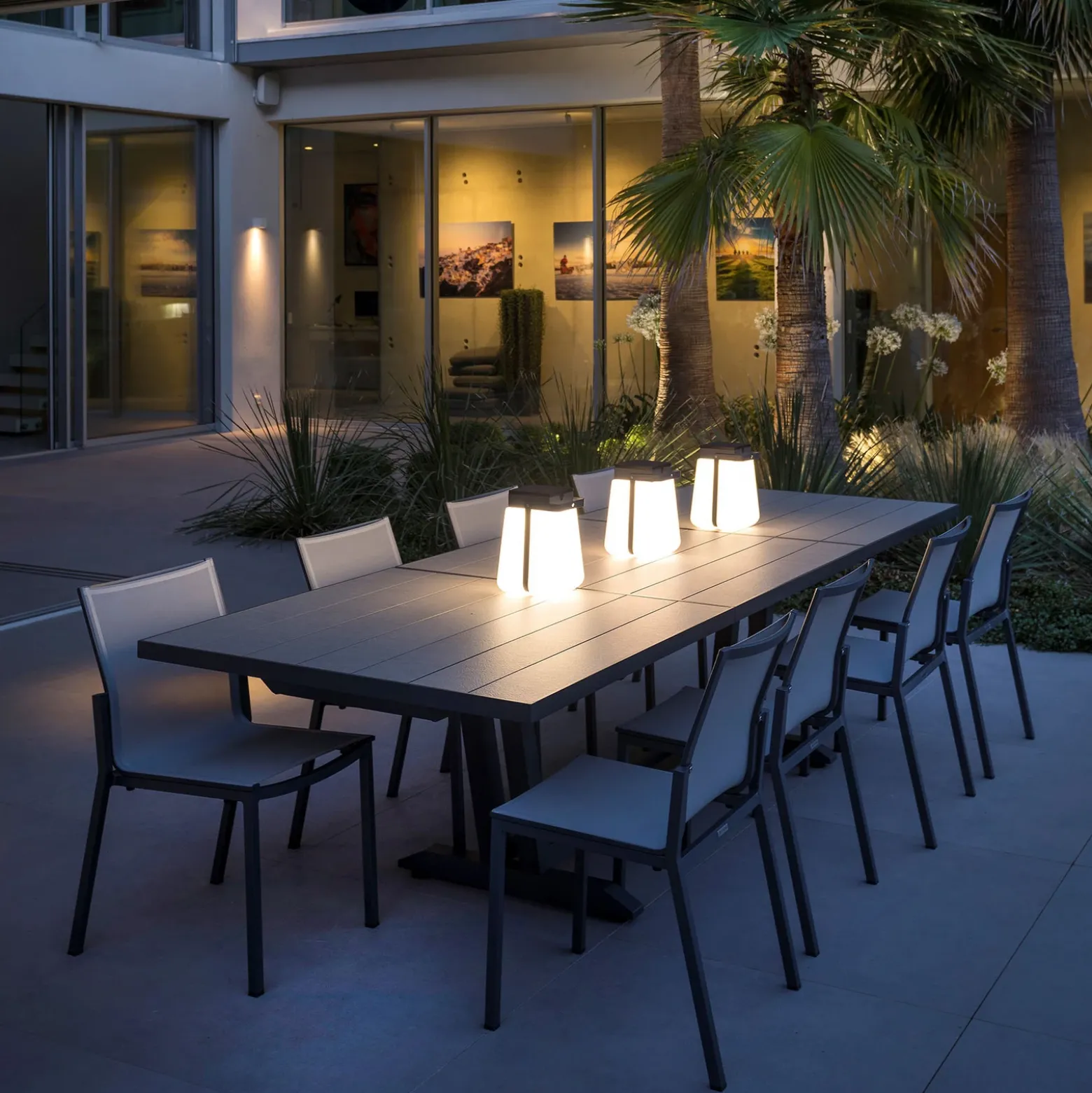 Farol solar LED 300 portátil, gris
