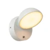 Finn aplique de pared LED, blanco, metal, IP54, sensor día/noche