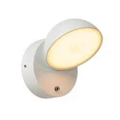 Finn aplique de pared LED, blanco, metal, IP54, sensor día/noche