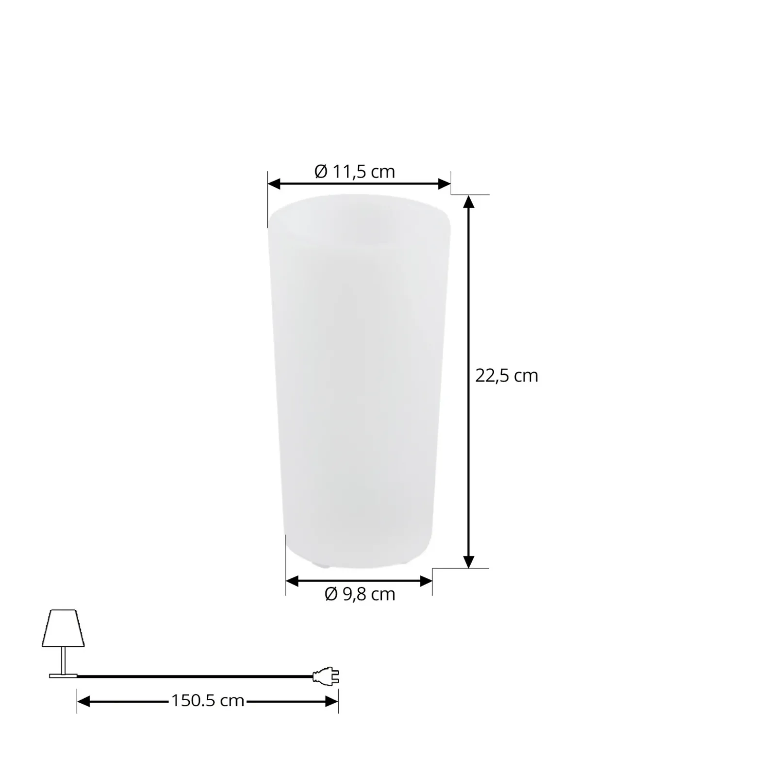 Florero Lindby LED recargable Florista, RGB, IP54, Ø 12cm, blanco