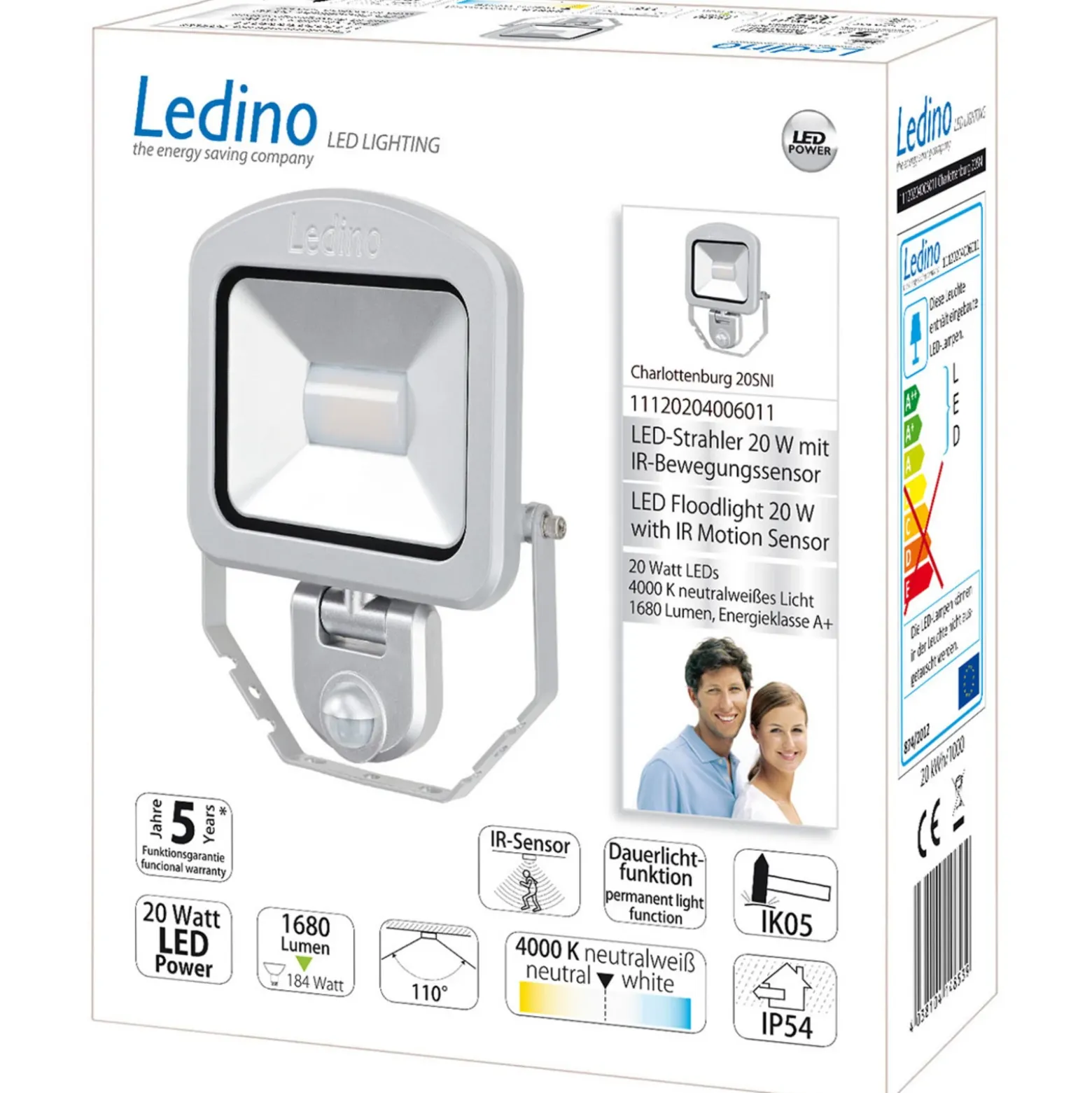 Foco Charlottenburg Sensor plata 20W 4.000K
