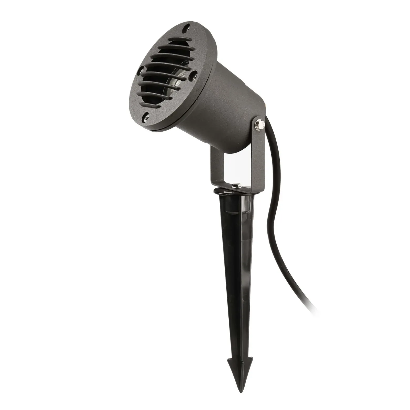 Foco con pica, Ø 10 cm, negro, orientable, IP65