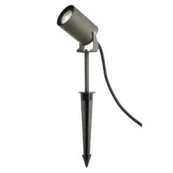 Foco con pica Spiky, Ø 6 cm, gris, orientable, IP65, GU10