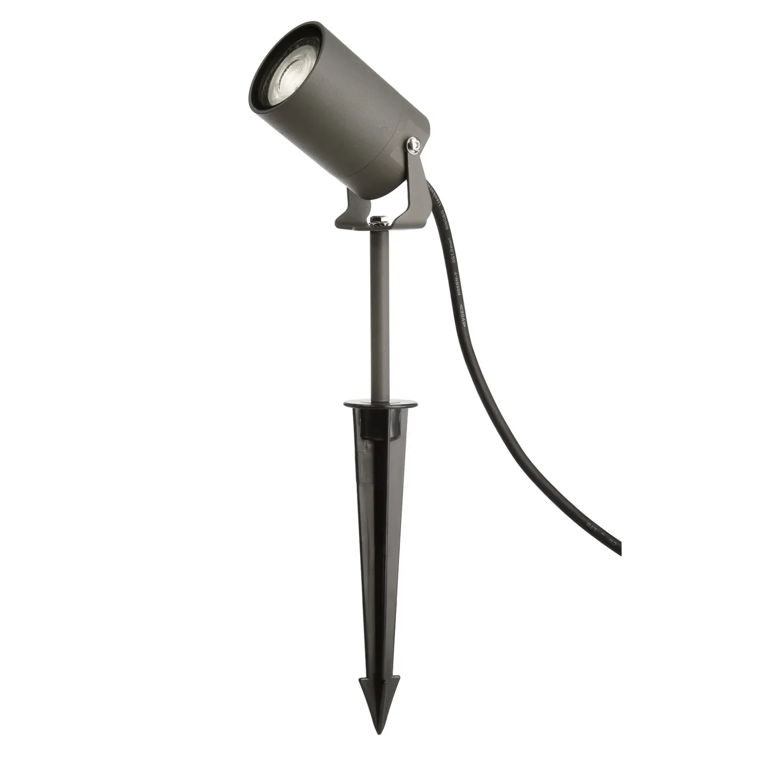 Foco con pica Spiky, Ø 6 cm, gris, orientable, IP65, GU10