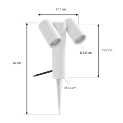 Foco con pica Tulimar de PRIOS, 2 luces, blanco, IP65