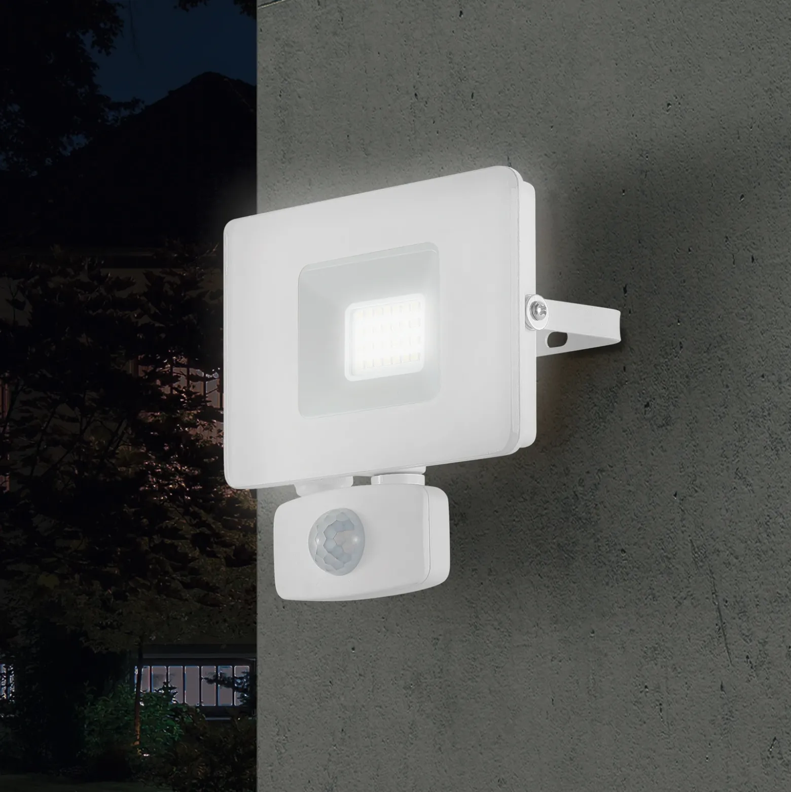 Foco de exterior LED Faedo 3, sensor, blanco, 20W