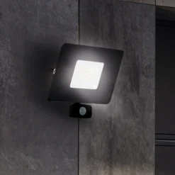 Foco de exterior LED Faedo 3, sensor, negro, 50W