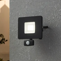 Foco de exterior LED Faedo 3, sensor, negro, 30W