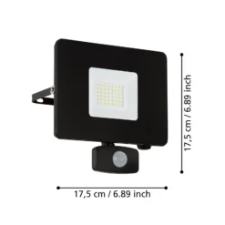 Foco de exterior LED Faedo 3, sensor, negro, 30W