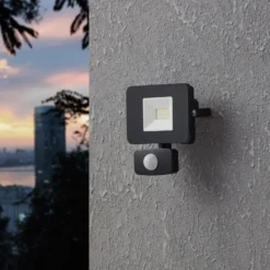Foco de exterior LED Faedo 3, sensor, negro, 10W