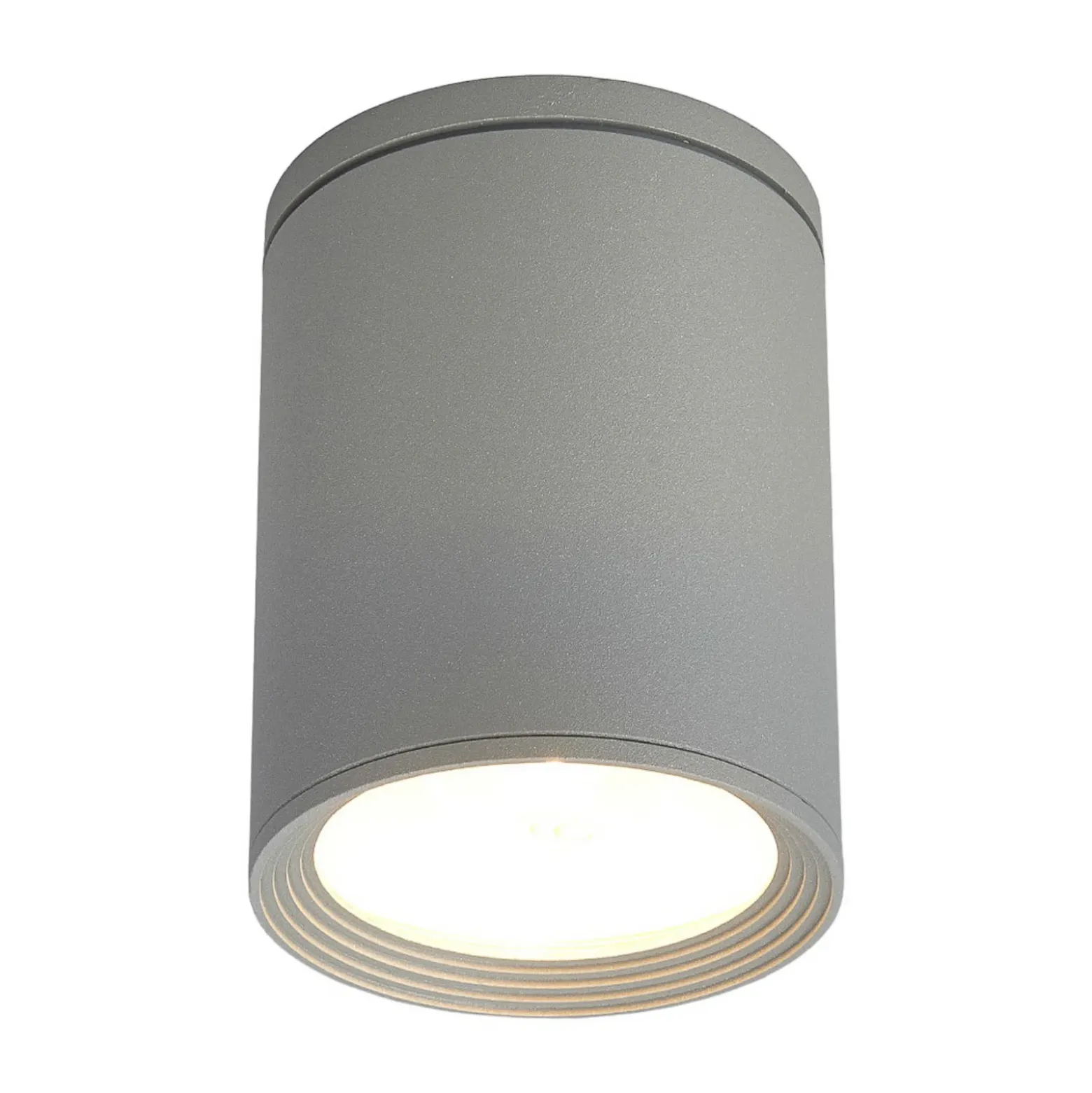Foco de exterior Lucande Minna, plateado, 14 cm, IP54, E27