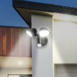 Foco de pared exterior con sensor LED Bilbao 2 luces negro
