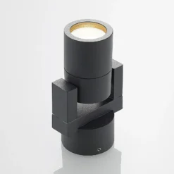Foco de pared exterior Lucande Kavuna, redondo, antracita, IP54