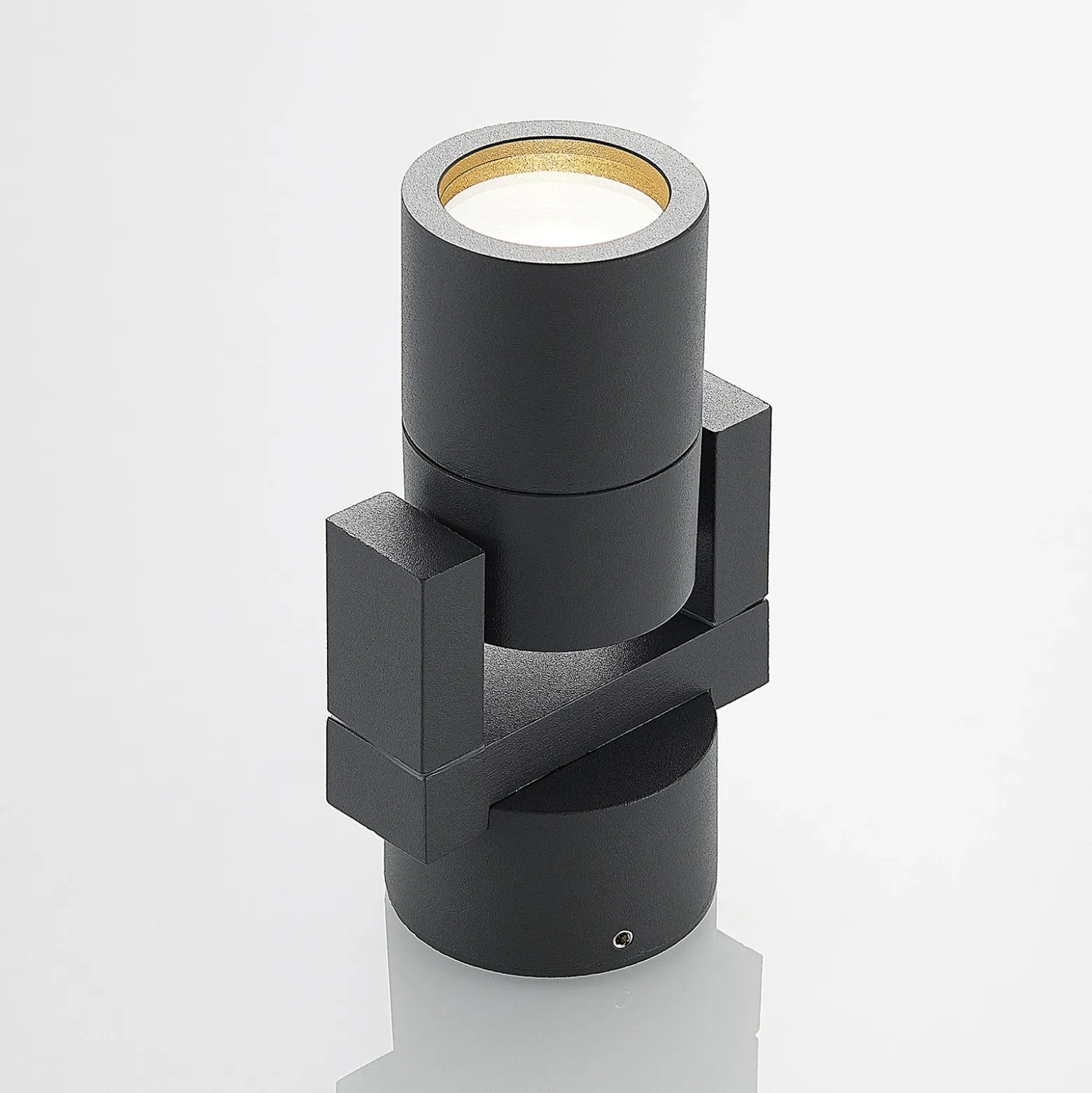 Foco de pared exterior Lucande Kavuna, redondo, antracita, IP54
