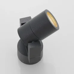 Foco de pared exterior Lucande Kavuna, redondo, antracita, IP54