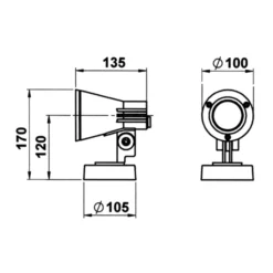 Foco de pared para exterior 639, blanco, orientable y giratorio