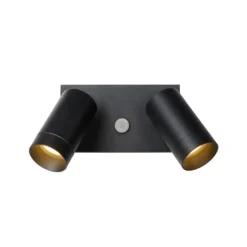 Foco de pared para exterior Taylor Sensor, 2 luces negro