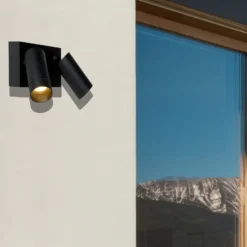 Foco de pared para exterior Taylor Sensor, 2 luces negro