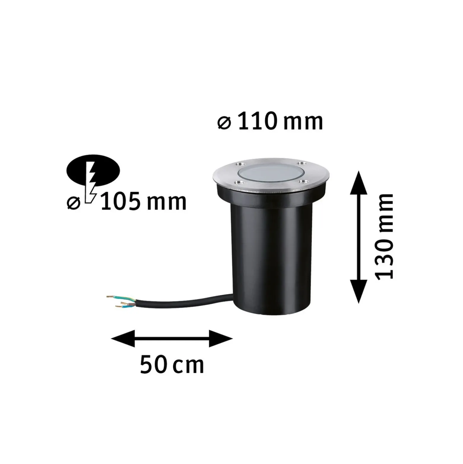 Foco de suelo LED empotrable Paulmann 94732, Ø 11 cm, acero inoxidable, IP65