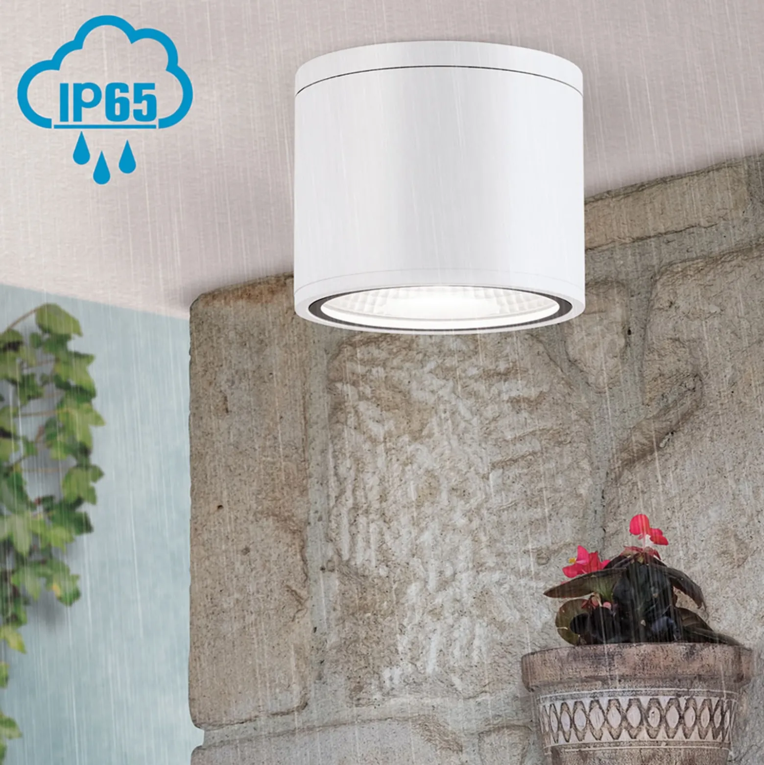 Foco de techo LED Sputnik IP65 Ø 14,5 cm blanco
