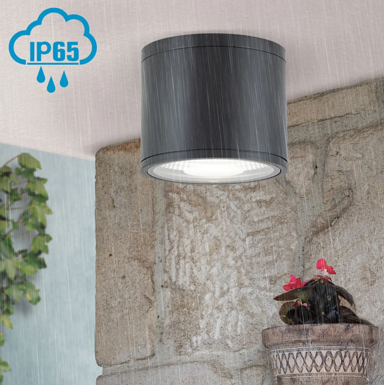 Foco de techo LED Sputnik IP65 Ø 14,5 cm negro