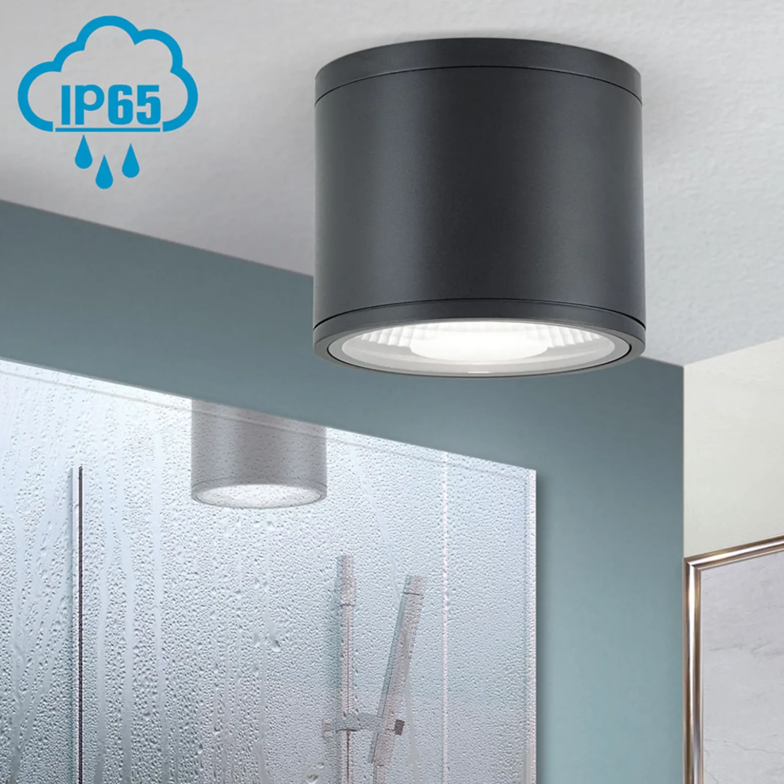 Foco de techo LED Sputnik IP65 Ø 14,5 cm negro