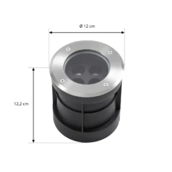 Foco empotrable de suelo LED Arcchio Thentos, Ø 12 cm, 40°, níquel, IP67