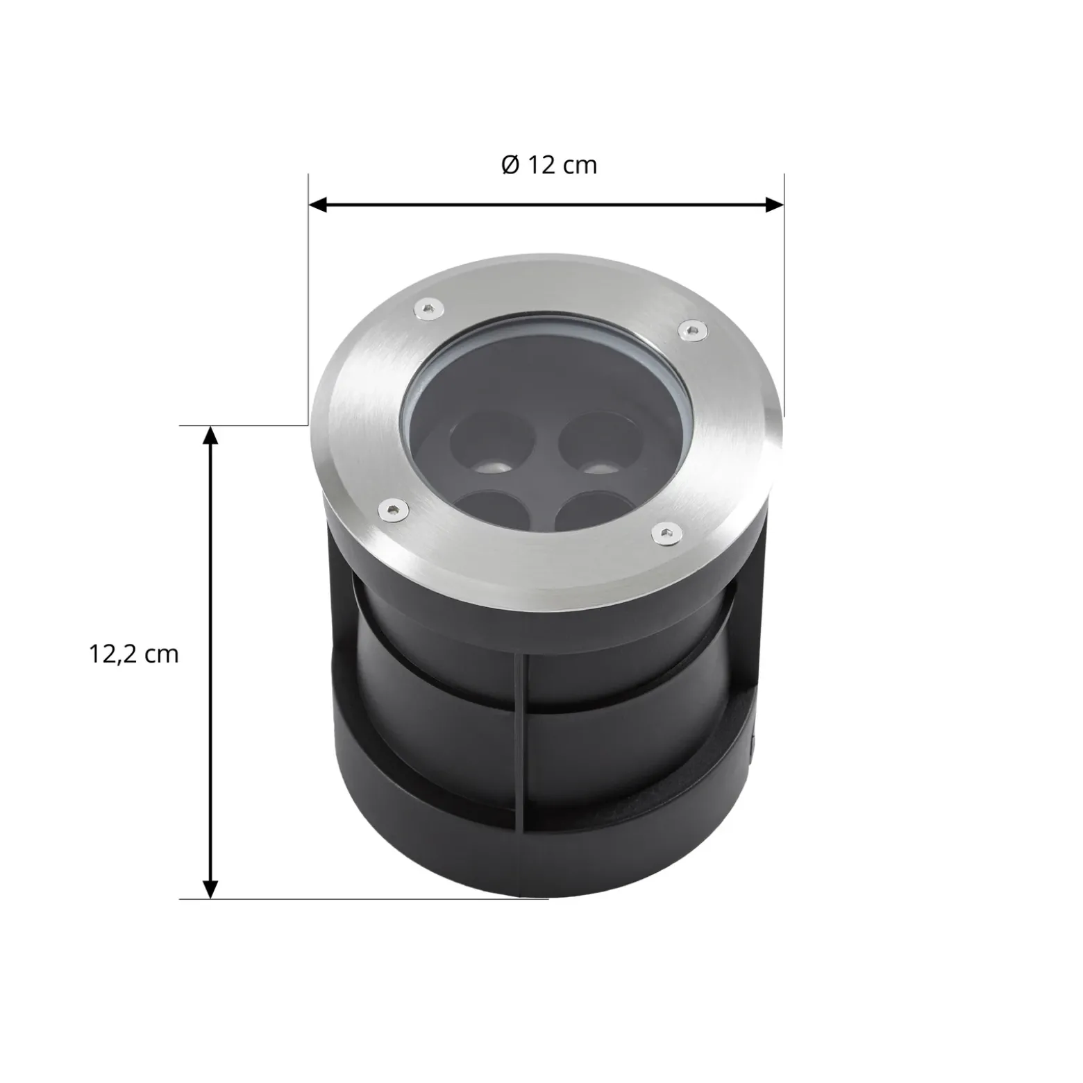 Foco empotrable de suelo LED Arcchio Thentos, Ø 12 cm, 40°, níquel, IP67