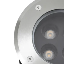 Foco empotrable de suelo LED Arcchio Thentos, Ø 12 cm, 40°, níquel, IP67