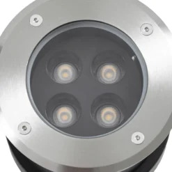 Foco empotrable de suelo LED Arcchio Thentos, Ø 12 cm, 40°, níquel, IP67