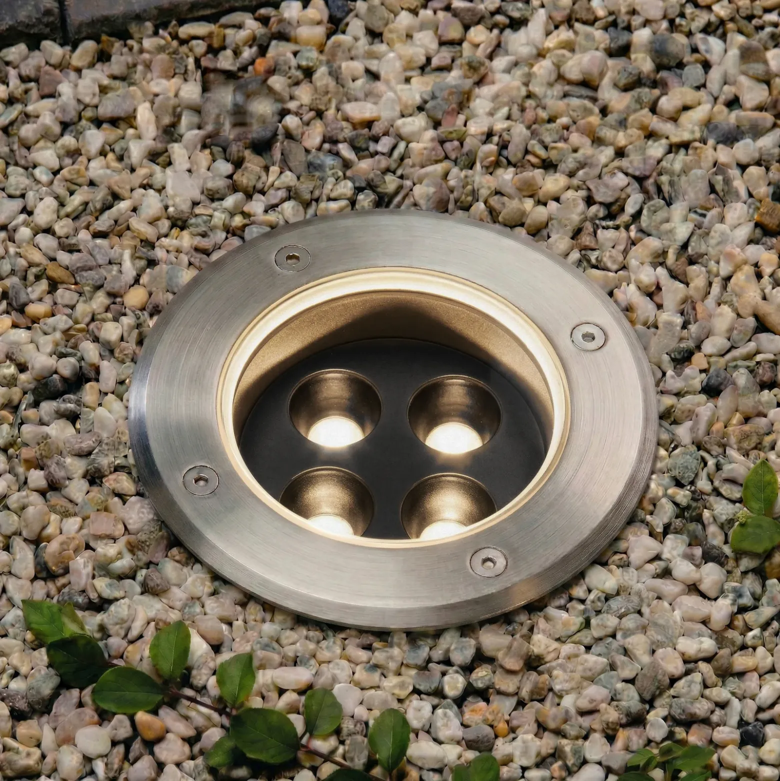 Foco empotrable de suelo LED Arcchio Thentos, Ø 12 cm, 40°, níquel, IP67