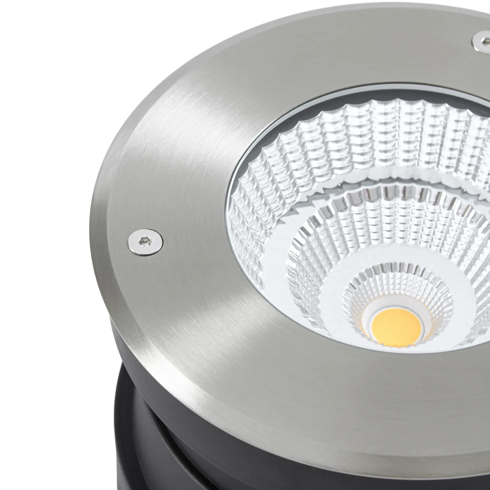 Foco empotrable de suelo LED Arcchio Thentos, Ø 18 cm, 60°, níquel, IP67