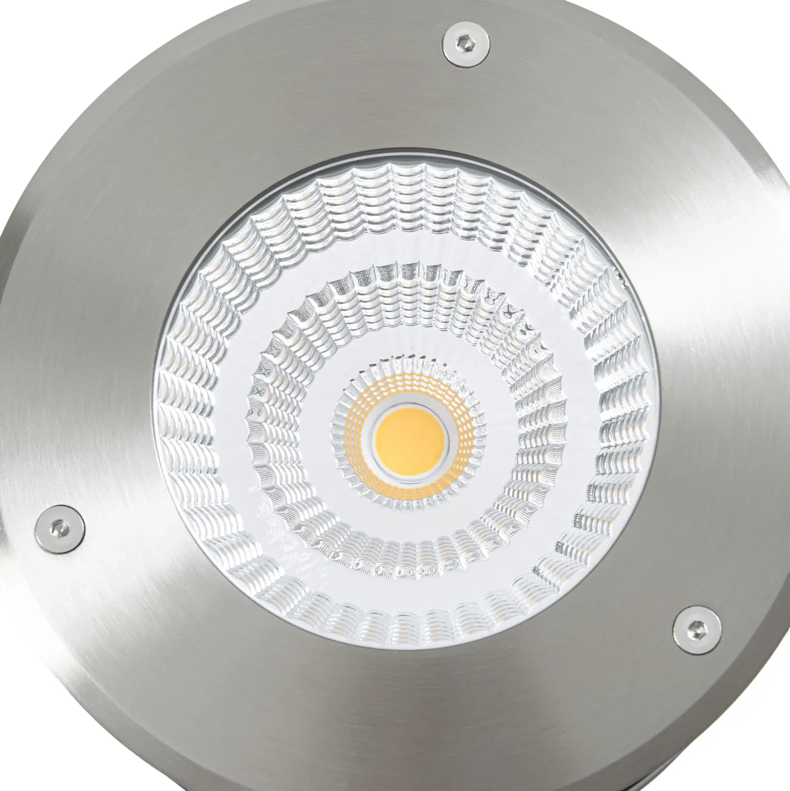 Foco empotrable de suelo LED Arcchio Thentos, Ø 18 cm, 60°, níquel, IP67
