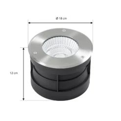 Foco empotrable de suelo LED Arcchio Thentos, Ø 18 cm, 60°, níquel, IP67