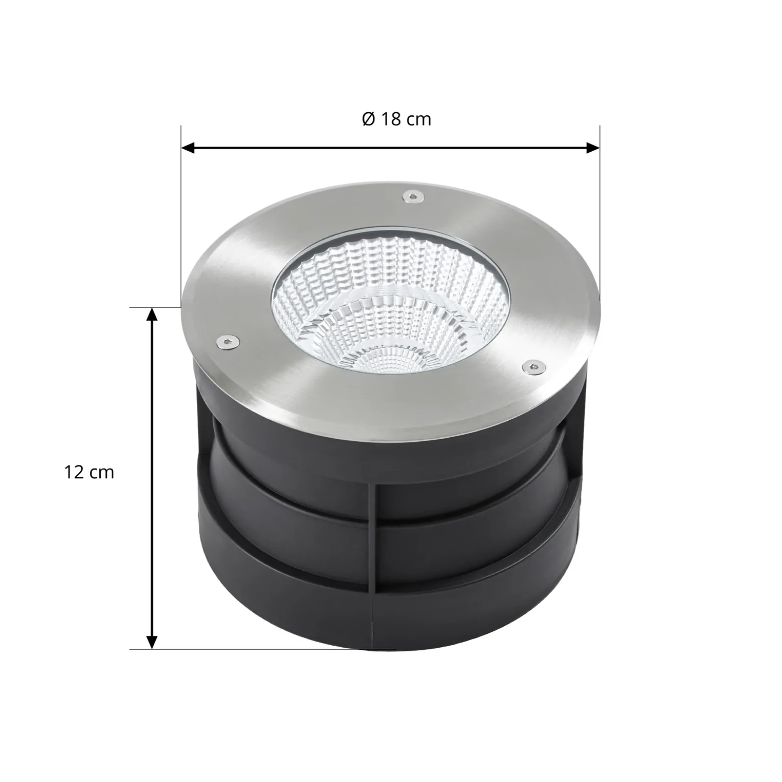 Foco empotrable de suelo LED Arcchio Thentos, Ø 18 cm, 60°, níquel, IP67