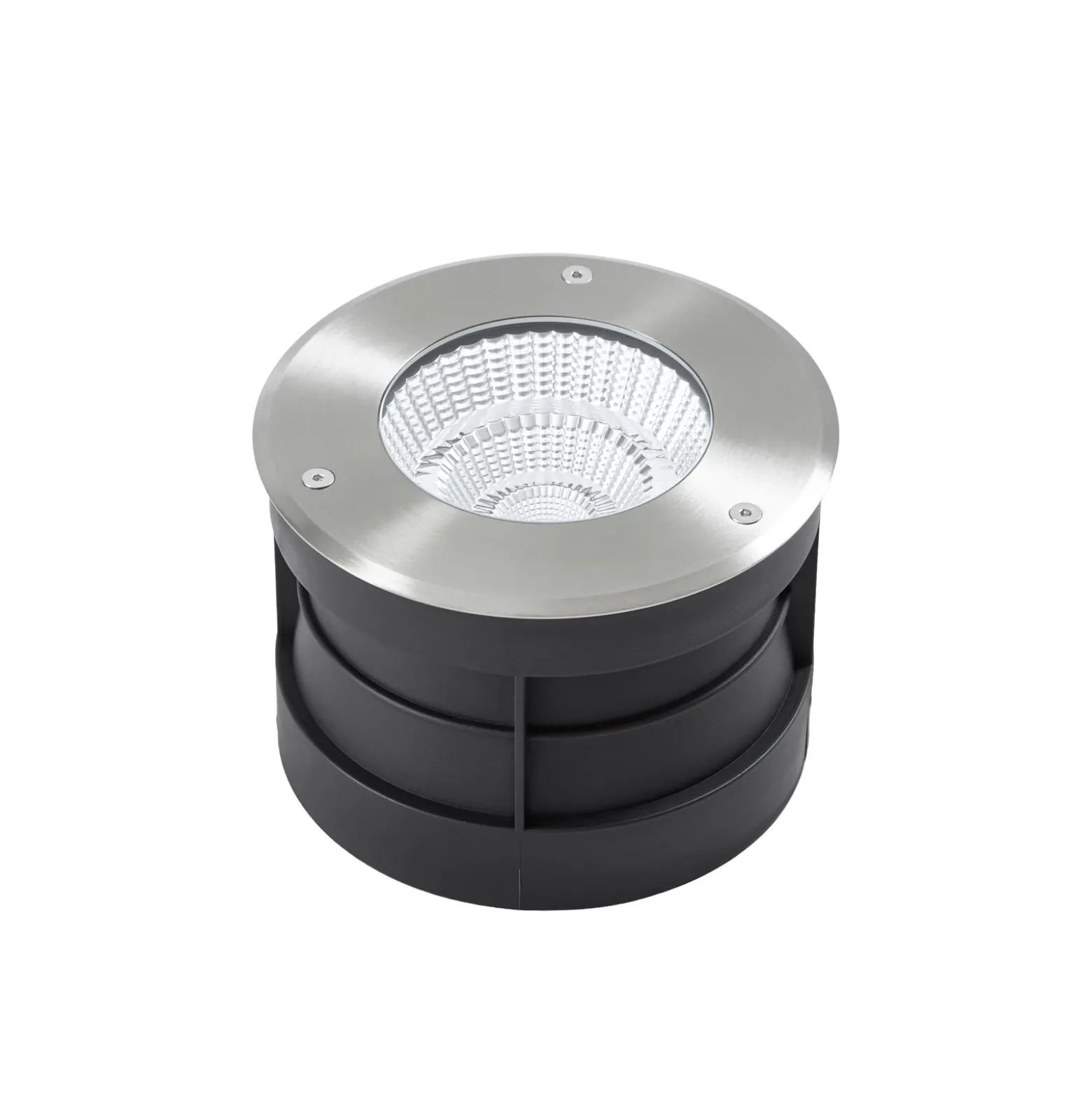 Foco empotrable de suelo LED Arcchio Thentos, Ø 18 cm, 60°, níquel, IP67
