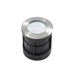 Foco empotrable de suelo LED Arcchio Thentos, Ø 12 cm, 60°, níquel, IP67