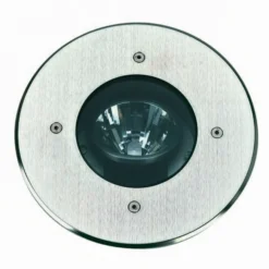 Foco empotrable en tierra Tomaso, aluminio, acero inoxidable, Ø 22 cm