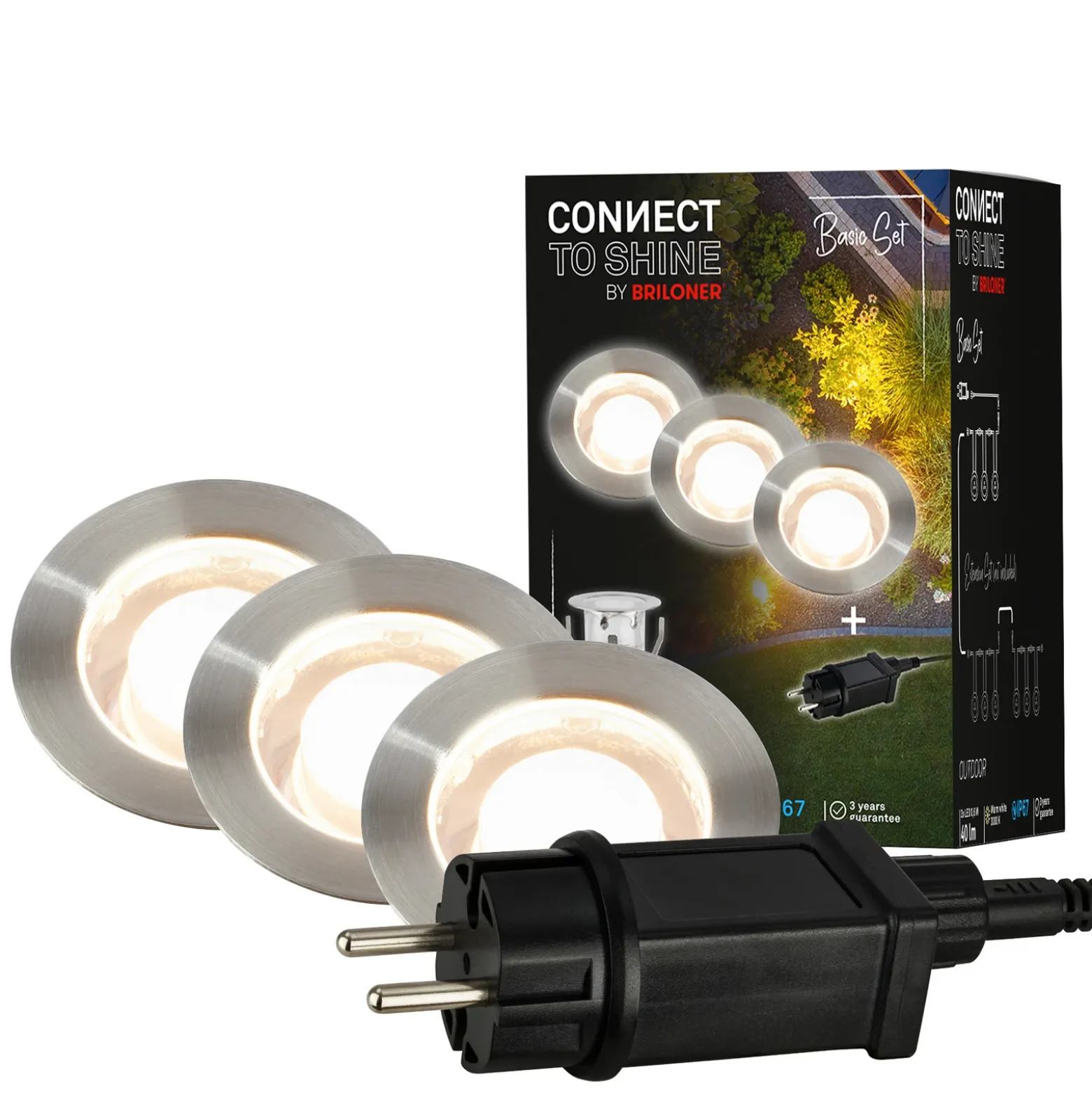 Foco empotrable LED 3912032 IP67 12 V, kit de inicio de 3 unidades, Ø 3 cm,