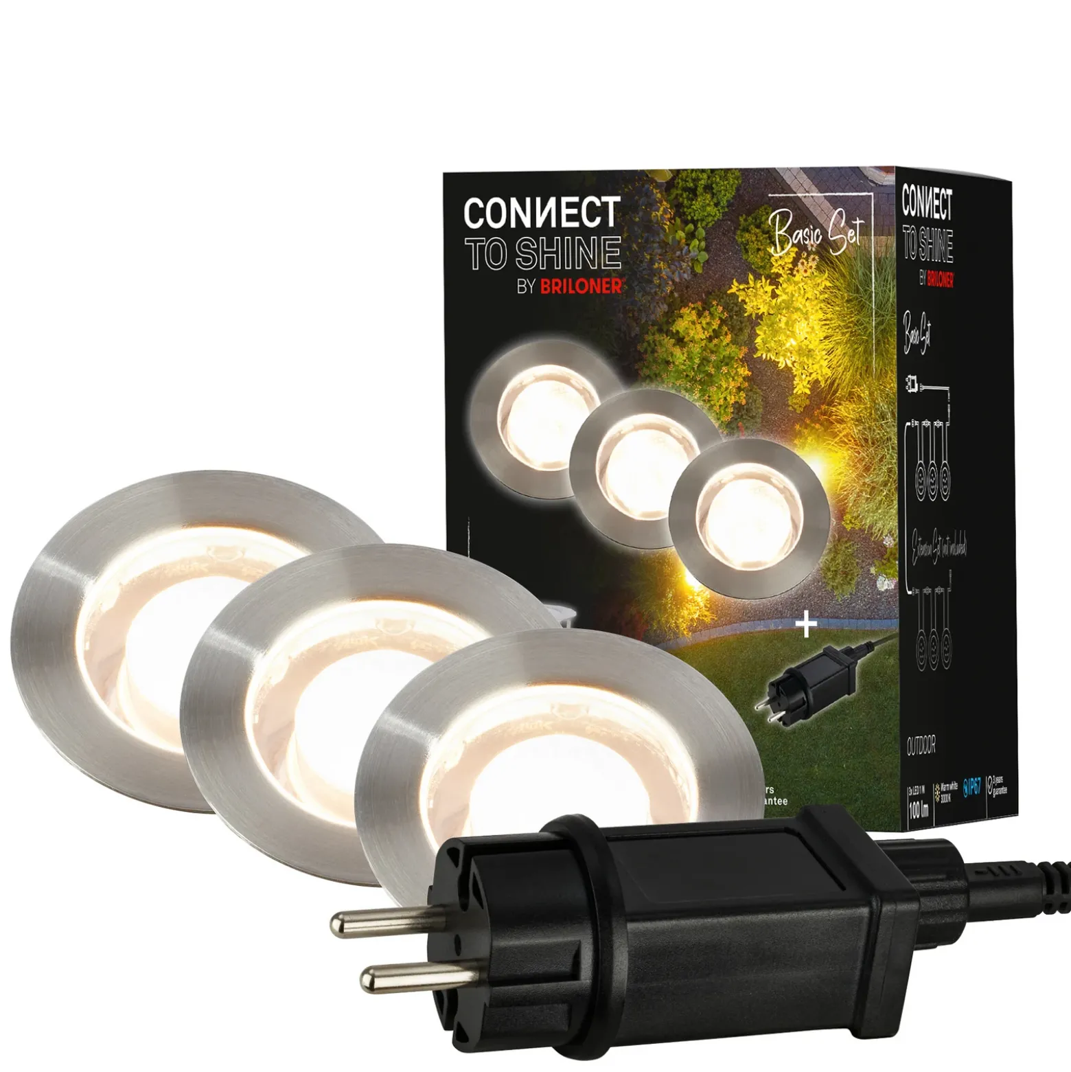 Foco empotrable LED 3914032 IP67 12 V, kit de 3 unidades, 4,5 cm, acero