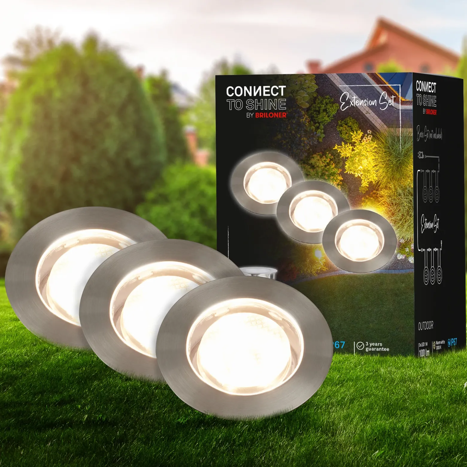 Foco empotrable LED 3915032 IP67 12 V, 3 unidades, 4,5 cm, acero inoxidable