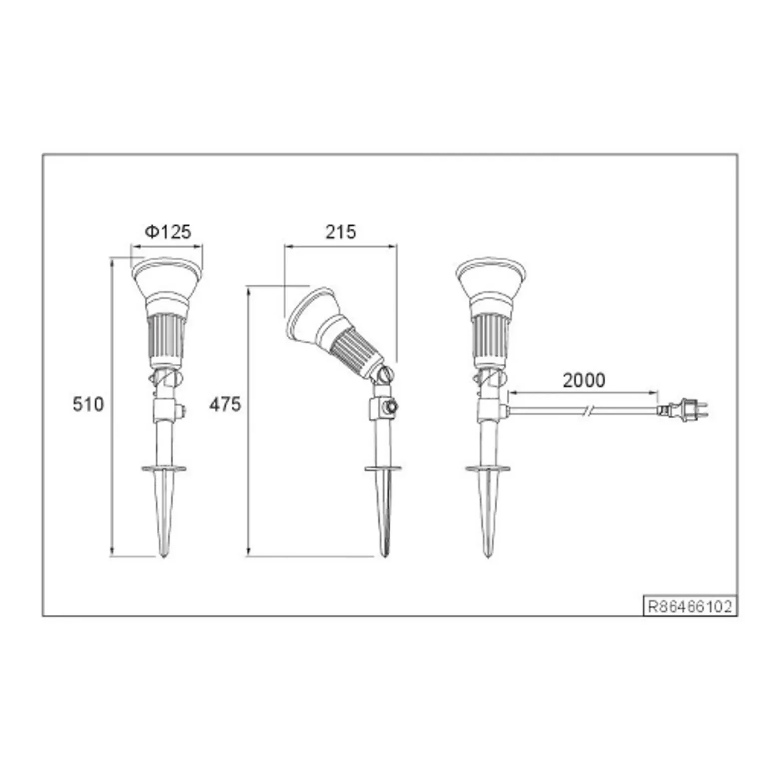 Foco exterior Caceres, negro, plástico, IP44, orientable