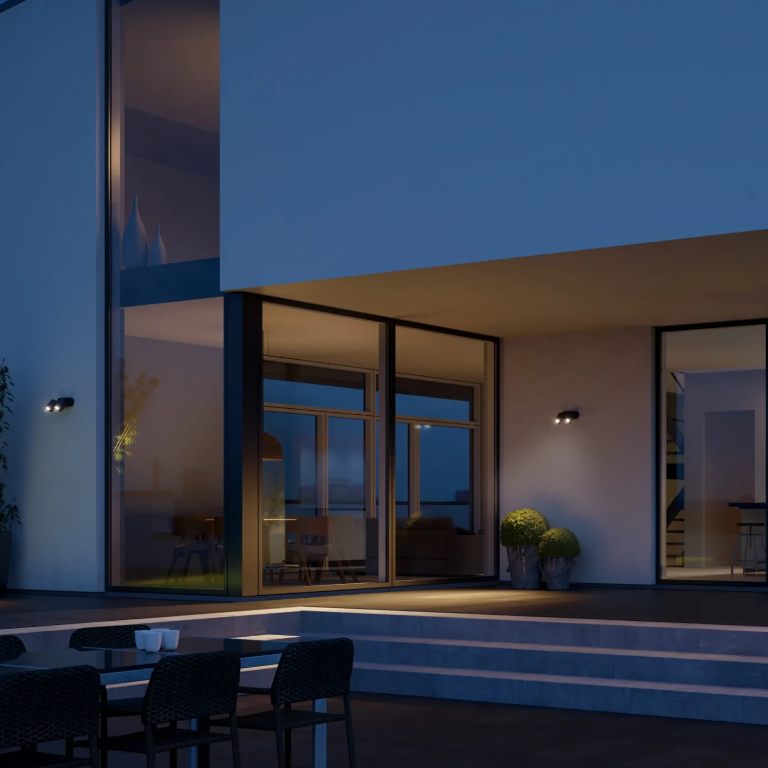 Foco exterior con sensor inteligente STEINEL One SC de 2 luces, color